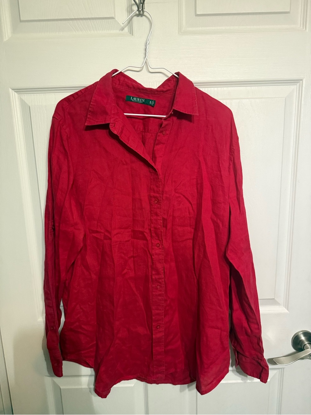 Woman’s Lauren Ralph Lauren Linen Red Button-Down Shirt